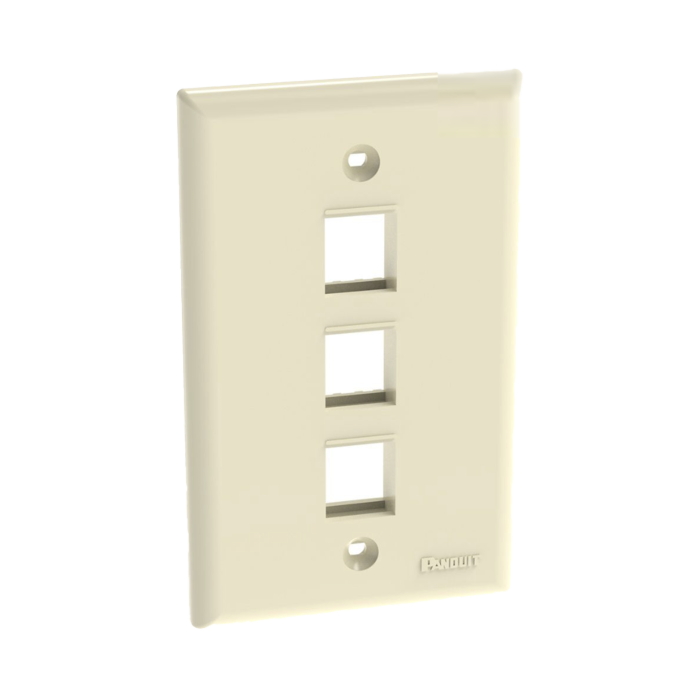 Placa de Pared Vertical, Salida Para 3 Puertos Keystone, Color Marfil - Image 1