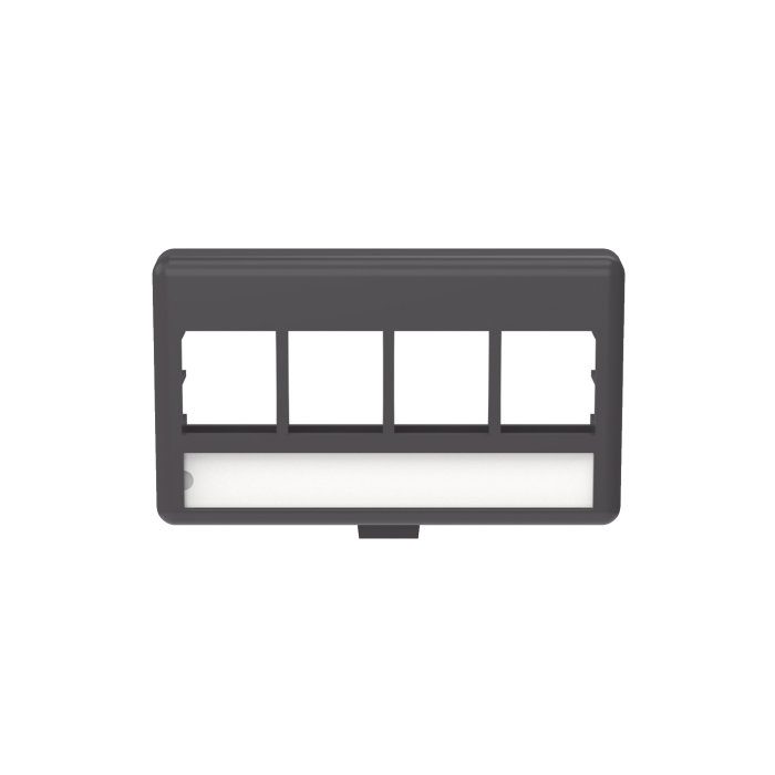 Placa de Mobiliario Modular Estandar, Salidas Para 4 Puertos Keystone, Color Negro - Image 1