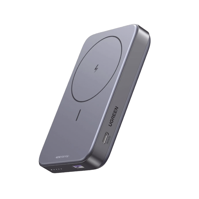Power Bank MagSafe de 10000mAh NEXODE | 20W | 1 USB-C | 1 USB-A | Carga Rapida bidireccional | Soporta modo Standby | Soporte Plegable | Ultra Delgado | Ultra ligero | Compatible con iPhone 15/14/13/12 | Color Gris. - Image 1