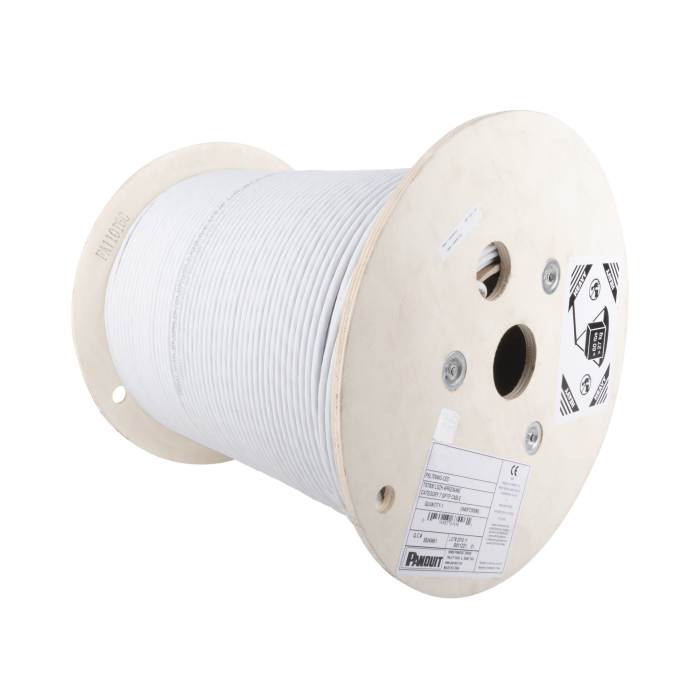 Bobina de Cable Blindado F/UTP de 4 Pares, Cat6A, Soporte de Aplicaciones 10GBase-T, LSZH (Libre de Gases Toxicos), Color Blanco, 305m - Image 1