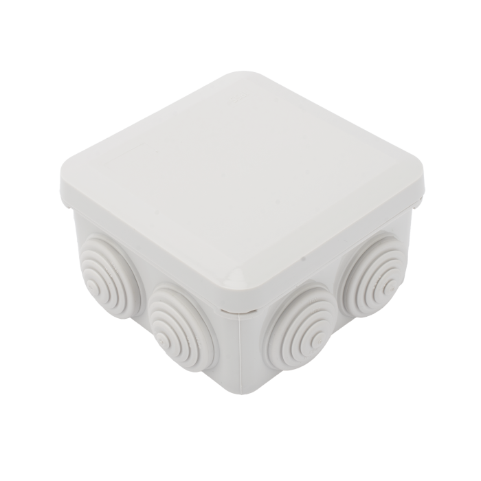 Caja Derivacion-Conexion de Plastico (89 X 89 X 50 mm) con 7 Glandulas de Goma. Para Instalaciones Comerciales, Residenciales e Industriales. Cerrado a Presion. - Image 1