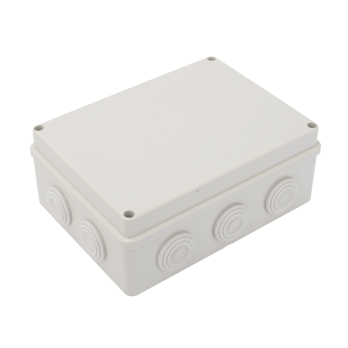 Caja Derivacion-Conexion de Plastico (140 X 190 X 76 mm) con 10 Glandulas de Goma. Para Instalaciones Comerciales, Residenciales e Industriales. Incluye Tornilleria para su Tapa. Funciona Tambien como Registro. - Image 1