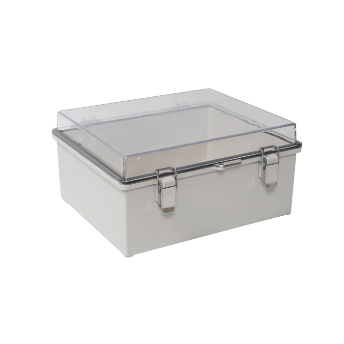Gabinete Plastico ABS, Puerta Transparente, Uso en Intemperie IP66 (190 x 290 x 140 mm) cierre por Broche Inoxidable y Permite Cerrado con Candado y Llave (Perno 5mm) No Incluido - Image 1
