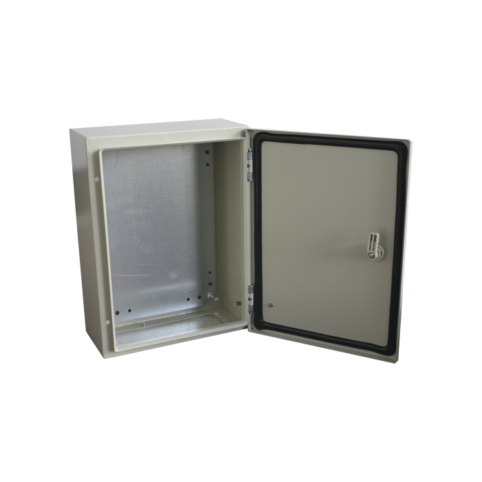 Gabinete de Acero IP66 Uso en Intemperie (300 x 400 x 200 mm) con Placa Trasera Interior de Metal y Compuerta Inferior Atornillable (Incluye Chapa y Llave T). - Image 1