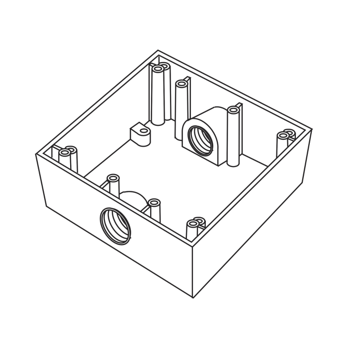 Caja Cuadra de 3/4" a Prueba de Intemperie/ Cuenta con 2 salidas. - Image 1