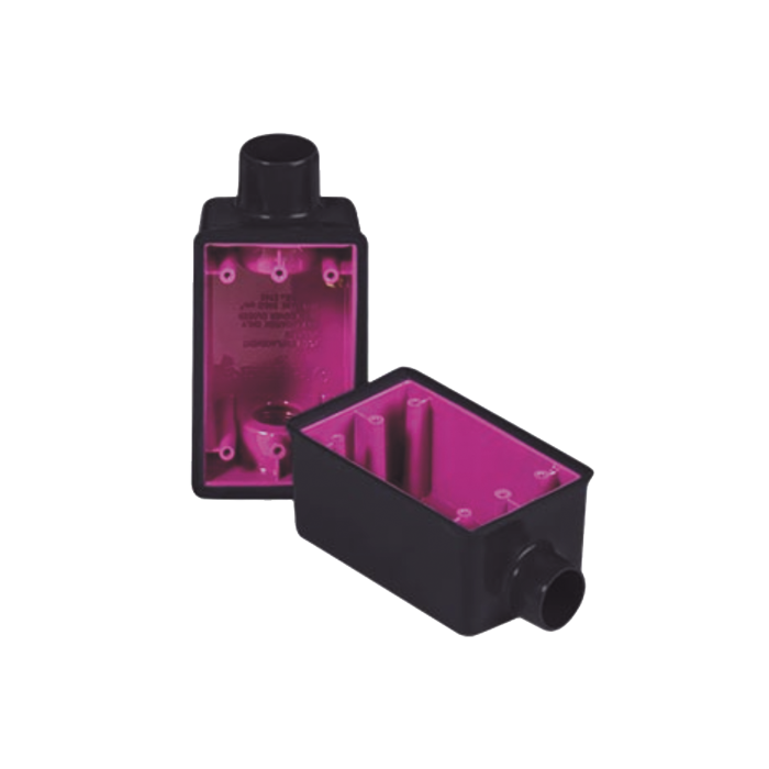 Caja Rectangular de 3/4" / 1 Entrada / Con Recubrimiento exterior de PVC e interior Purpura. - Image 1