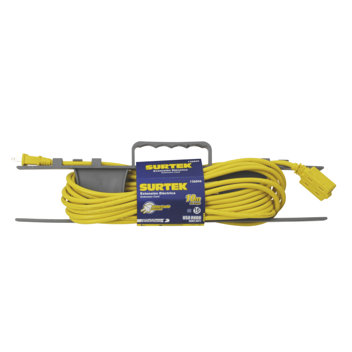 Extension electrica de Uso Rudo 4 metros / 127 V CA 10 A Maximo / Color Amarillo. - Image 1