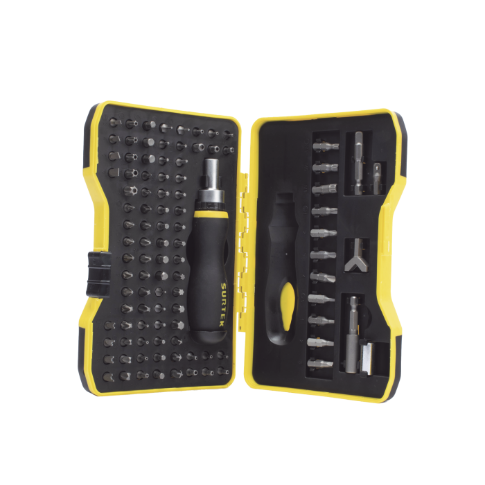 Juego de 101 puntas intercambiables con accesorios en juego, incluye destornillador tipo matraca. - Image 1