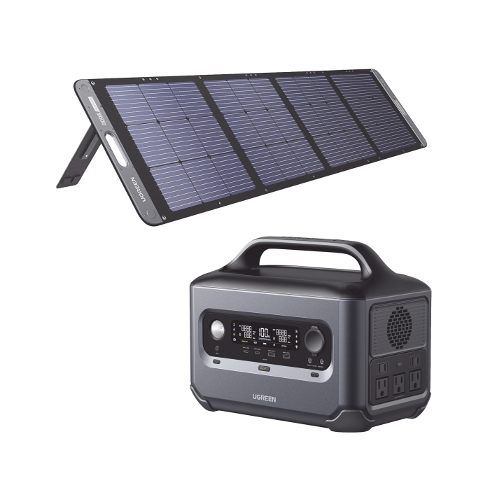 Kit de Estacion de Energi­a Portatil 600W (680Wh) + Panel Solar Plegable de 100W. - Image 1