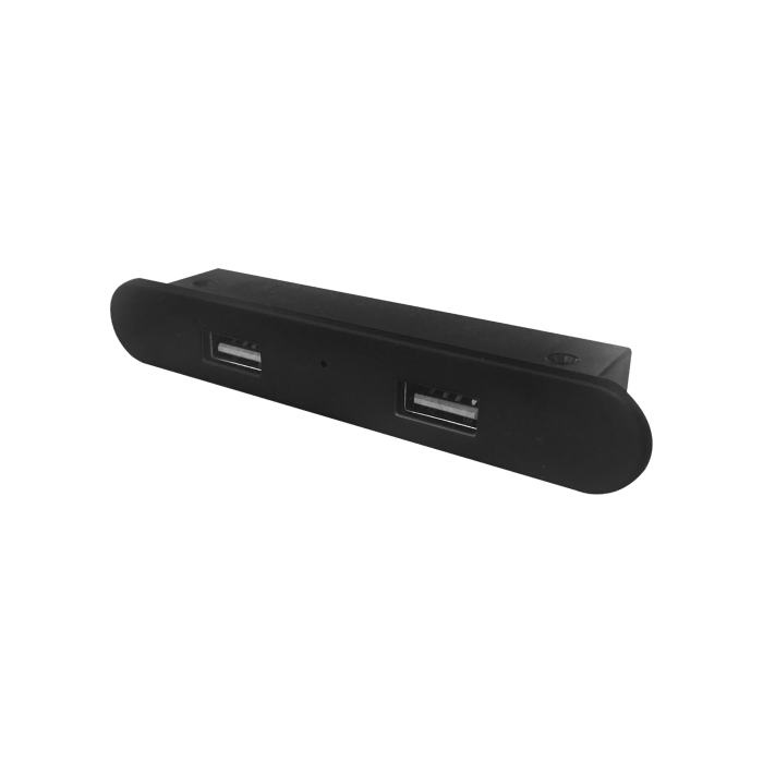 Mini empotrable rectangular color negro, con 2 puertos USB con cable - Image 1