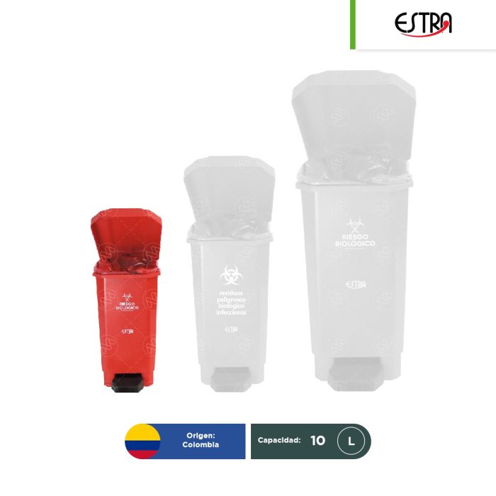 Combo bote de basura c/pedal Estrabins RPBI 10, 22 y 44 L + paquete con 100 bolsas RPBI - Image 1