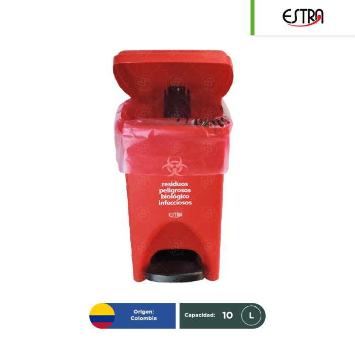 Combo bote de basura c/pedal Estra RPBI 10 L + paquete con 100 bolsas RPBI - Image 1