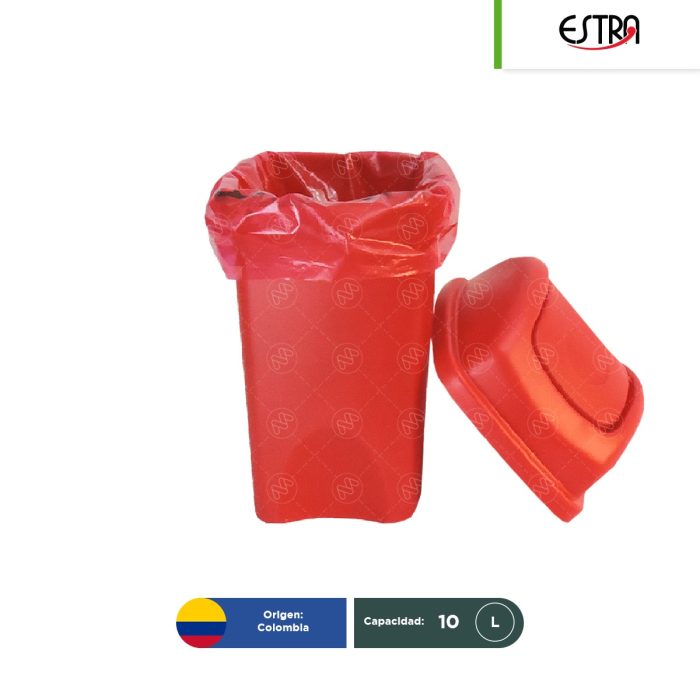 Combo bote de basura tapa vaivén Estra RPBI 10 L + paquete con 100 bolsas RPBI - Image 1