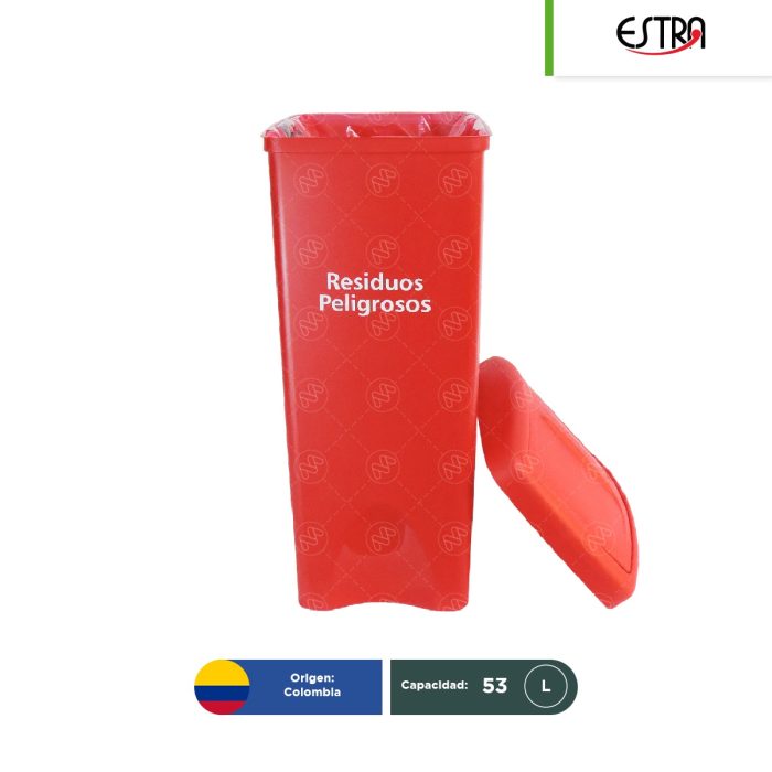Combo bote de basura tapa vaivén Estra RPBI 53 L + paquete con 100 bolsas RPBI - Image 1