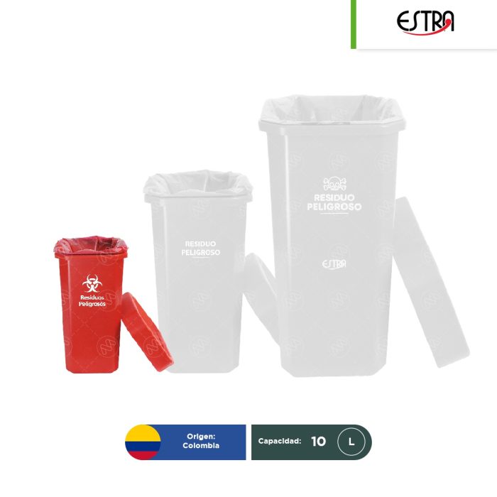 Combo bote de basura tapa vaivén Estrabins RPBI 10, 26 y 53 L + paquete con 100 bolsas RPBI - Image 1