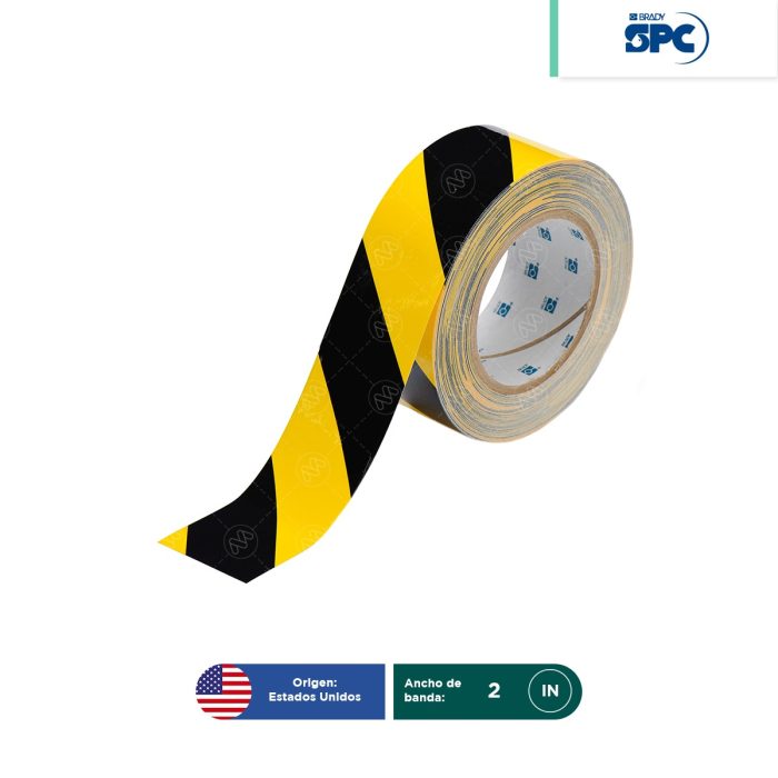 Cinta de seguridad de poliéster de franjas para marcar pisos ToughStripe SPC 2"x100' - Image 1