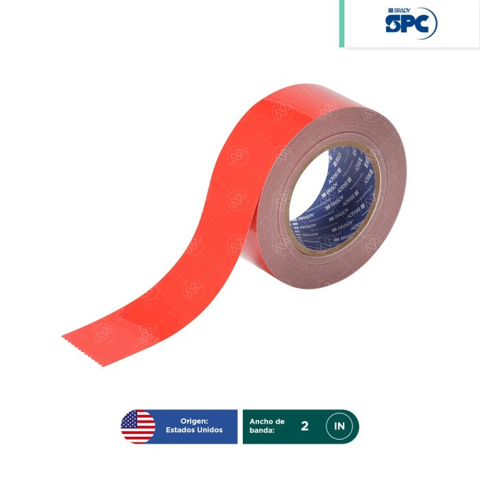 Cinta de seguridad de poliéster sólido Roja ToughStripe SPC 2"x100' - Image 1