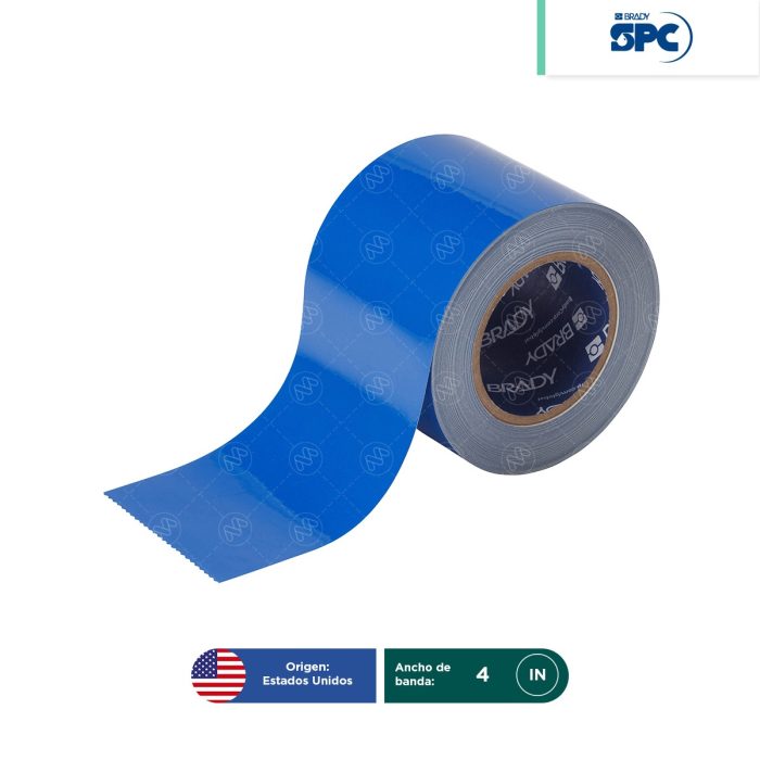 Cinta de seguridad de poliéster sólido Azul ToughStripe SPC 4"x100' - Image 1