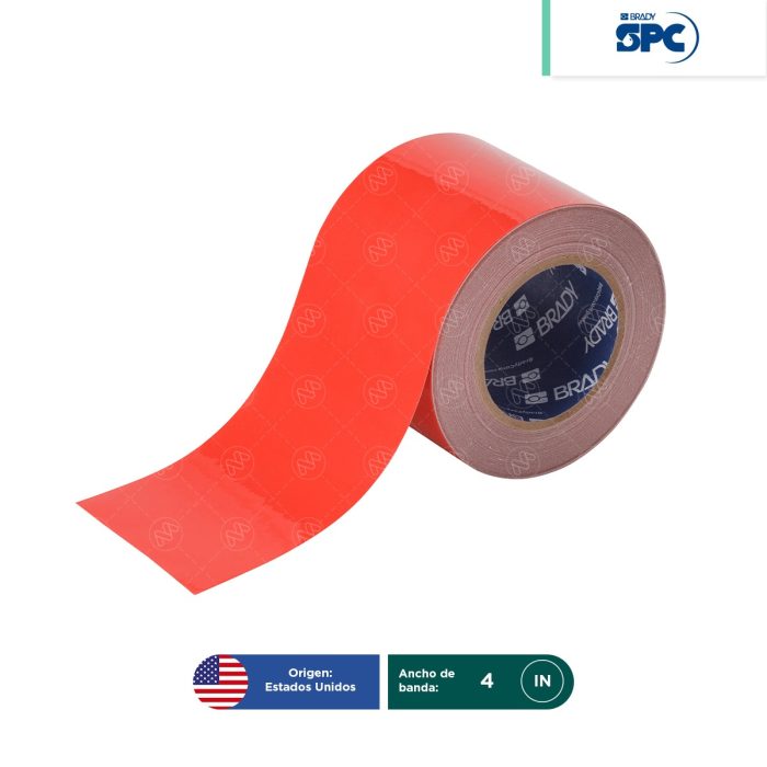 Cinta de seguridad de poliéster sólido Roja ToughStripe SPC 4"x100' - Image 1