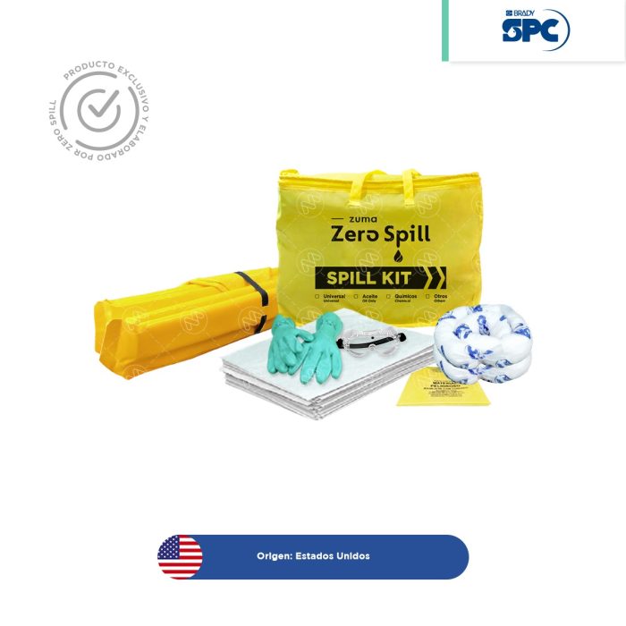 Combo Kit antiderrames portátil para aceite y derivados del petróleo SPC 5 Gal + Berma para derrames 36x36" Zugy - Image 1