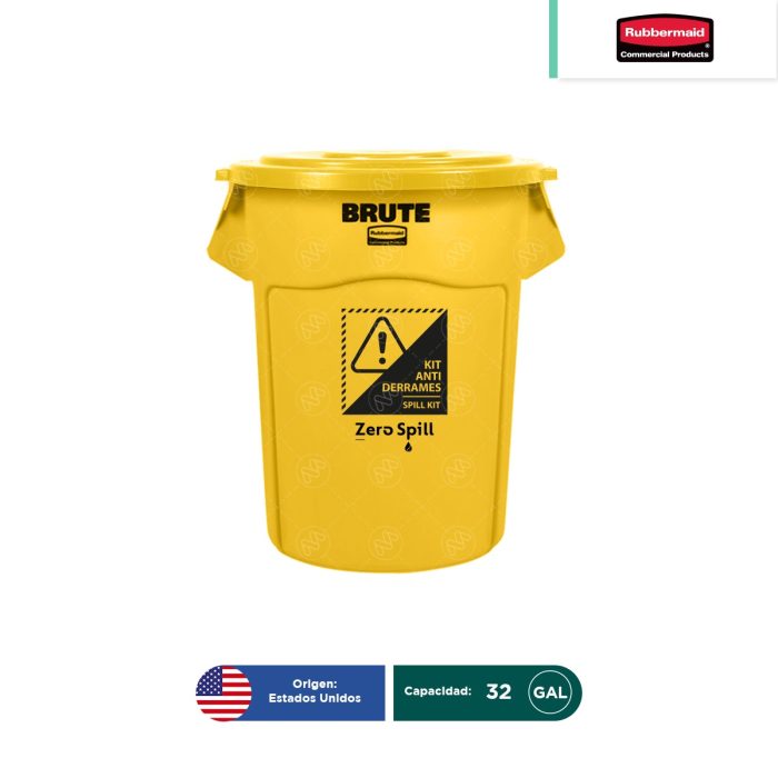 Contenedor redondo Brute con tapa Rubbermaid 32 Gal - Image 1