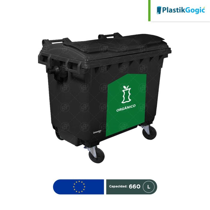 Contenedor con 4 ruedas con identificadores gubernamentales Plastik Gogic 660 L - Image 1