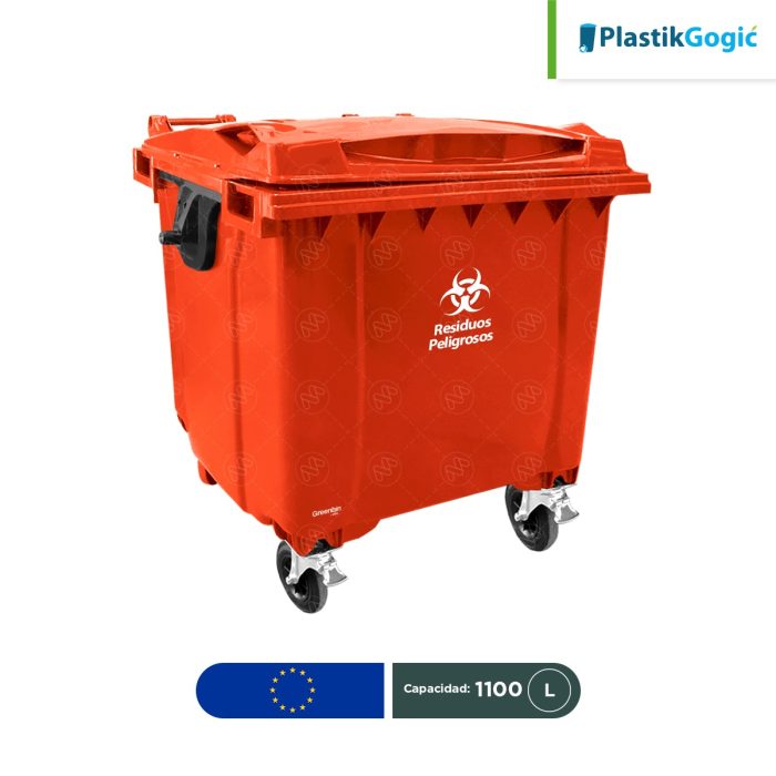 Contenedor con 4 ruedas Plastic Gogic RPBI 1100 L - Image 1
