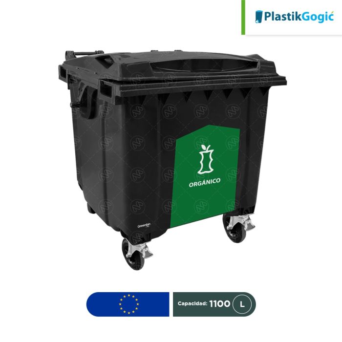 Contenedor con 4 ruedas con identificadores gubernamentales Plastik Gogic 1100 L - Image 1