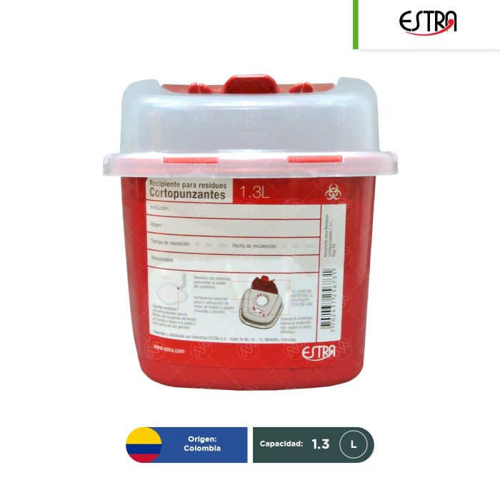 Contenedor para punzocortantes Estra RPBI 1.3 L - Image 1