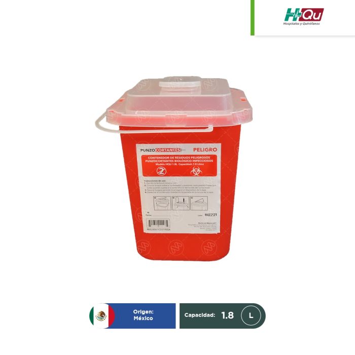 Contenedor rojo para punzocortantes 1.8 L - Image 1