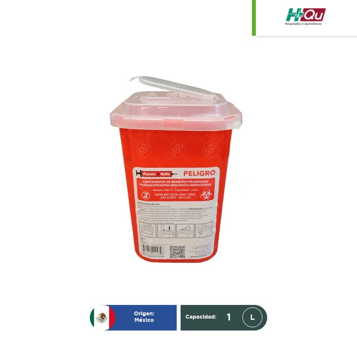 Contenedor rojo para punzocortantes 1 L - Image 1