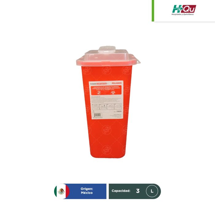 Contenedor rojo para punzocortantes 3 L - Image 1