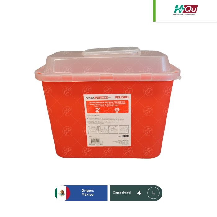 Contenedor rojo para punzocortantes 4 L - Image 1