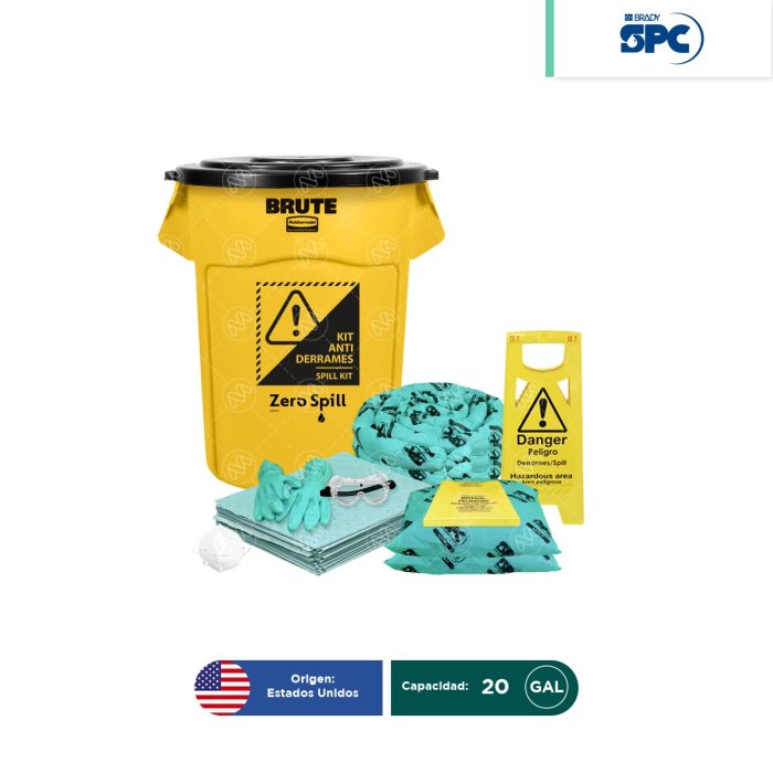 Kit antiderrames para líquidos agresivos o hazmat SPC 20 Gal | absorción 14 Gal - Image 1