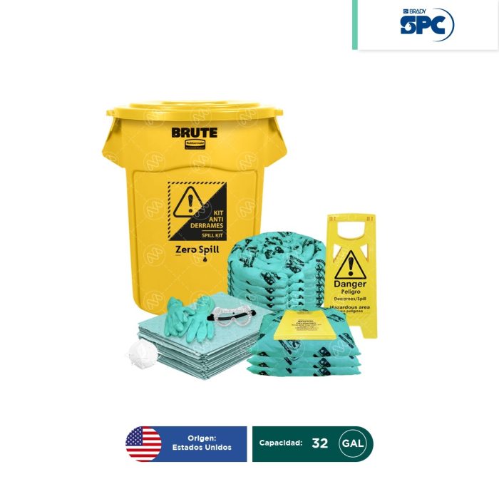 Kit antiderrames para líquidos agresivos o hazmat SPC 32 Gal | absorción 28 Gal - Image 1