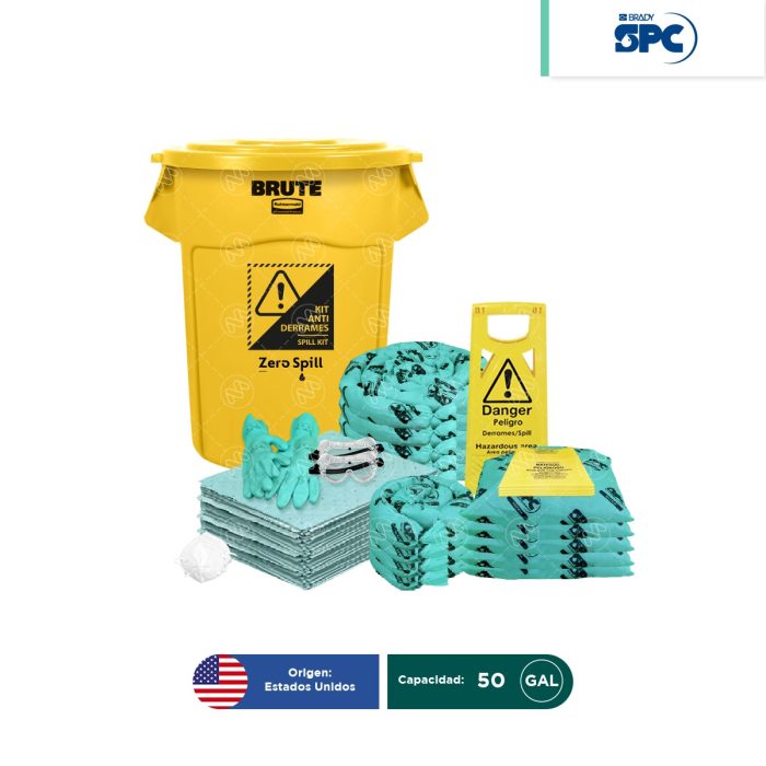 Kit antiderrames para líquidos agresivos o hazmat SPC 50 Gal | absorción 38 Gal - Image 1