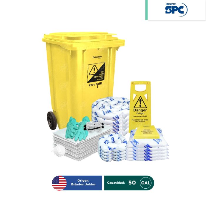 Kit antiderrames móvil para aceite y derivados del petróleo SPC 50 Gal | absorción 44 Gal - Image 1