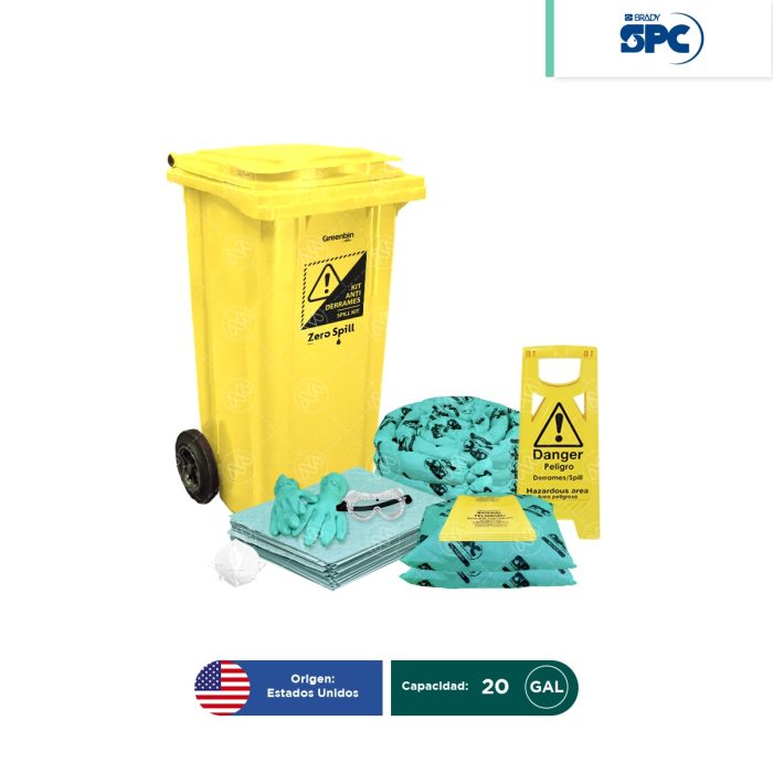 Kit antiderrames móvil para líquidos agresivos o hazmat SPC 20 Gal | absorción 14 Gal - Image 1
