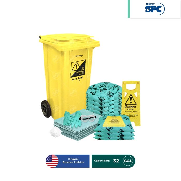 Kit antiderrames móvil para líquidos agresivos o hazmat SPC 32 Gal | absorción 28 Gal - Image 1