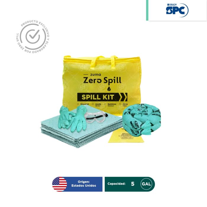 Kit antiderrames portátil para líquidos agresivos o hazmat SPC 5 Gal | absorción 4 Gal - Image 1