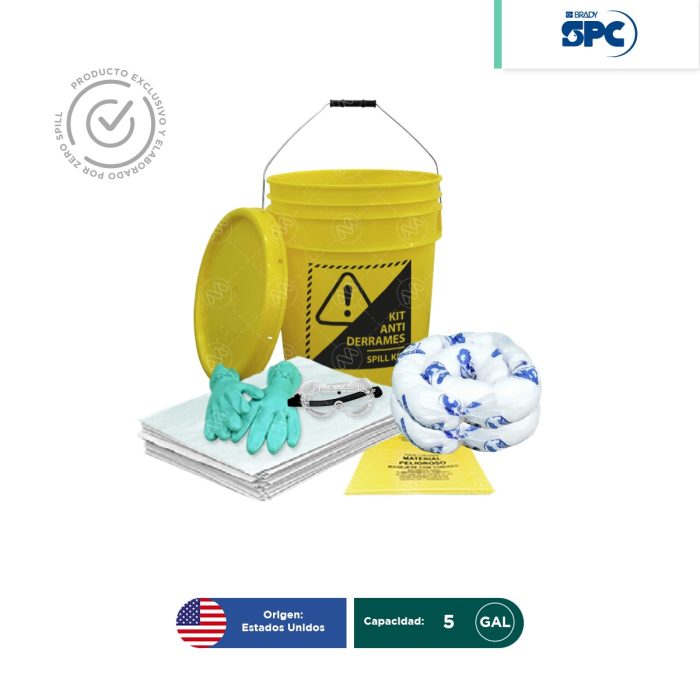 Kit antiderrames para aceite y derivados del petróleo SPC 5 Gal | absorción 5 Gal - Image 1