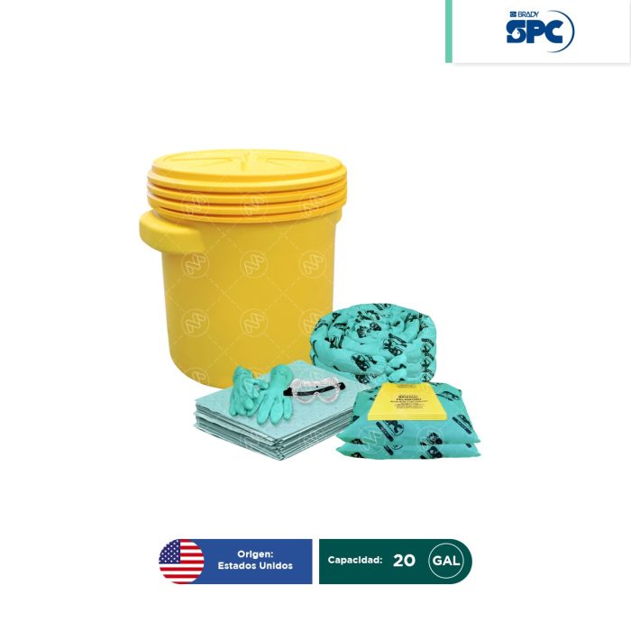 Kit antiderrames para líquidos agresivos o hazmat SPC 20 Gal | absorción 17 Gal - Image 1
