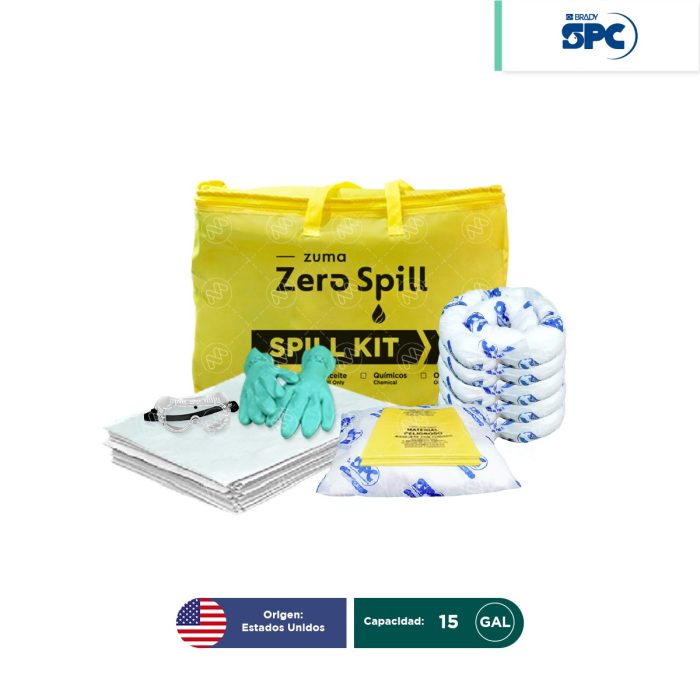 Kit antiderrames portátil para respuesta a emergencias para aceite y derivados del petróleo SPC 15 Gal | absorción 17 Gal - Image 1