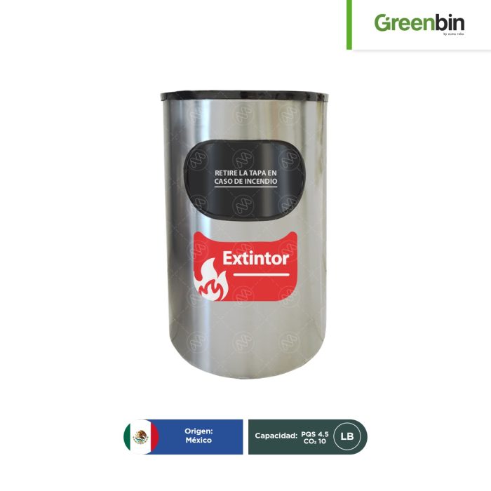 Porta extintor medio punto en acero inoxidable Greenbin 38 x 19 x 60 cm - Image 1